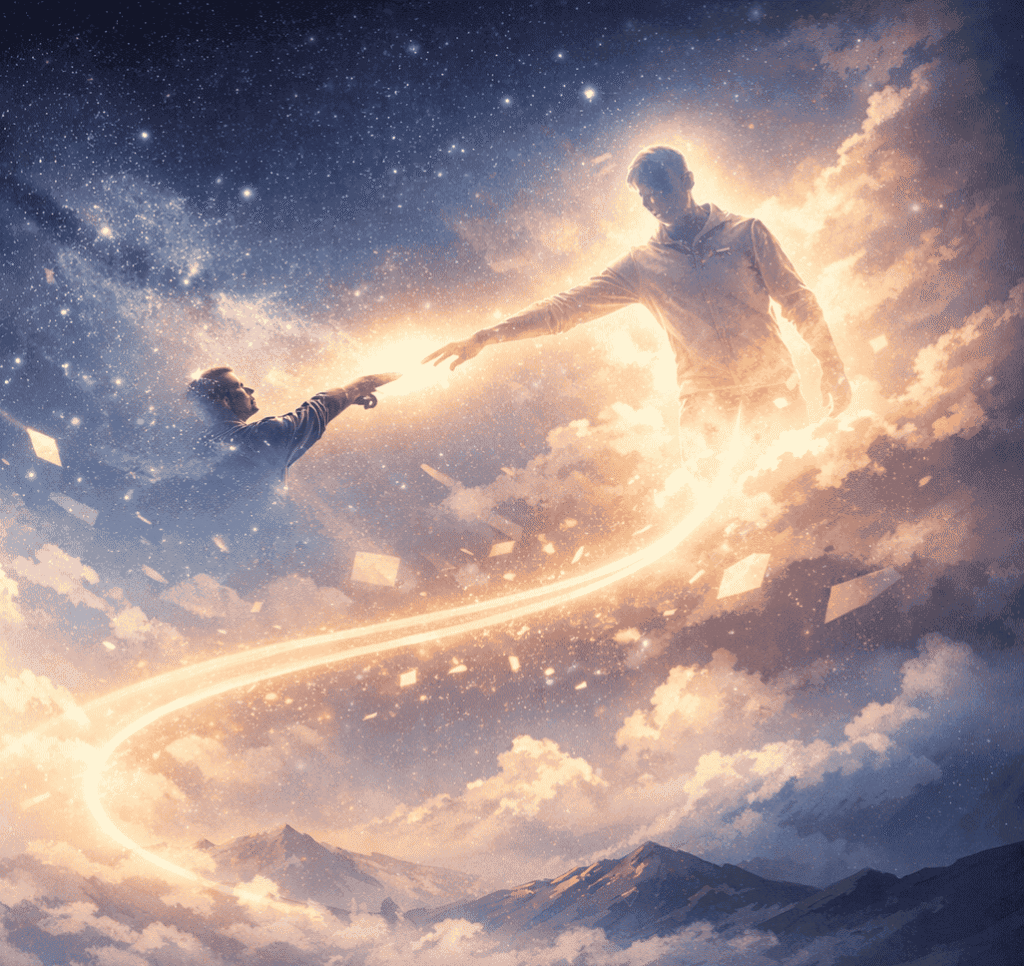 A higher-dimensional me might come down and tell me…